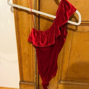 Red velvet top/bodysuit